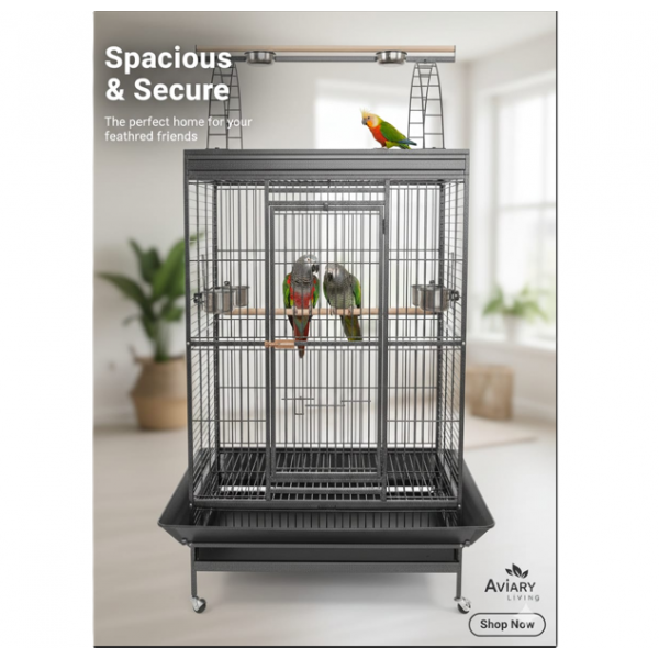 Large Black Playtop Bird Cage 102 x 81 x 200 cm – Spacious Parrot Cage ...